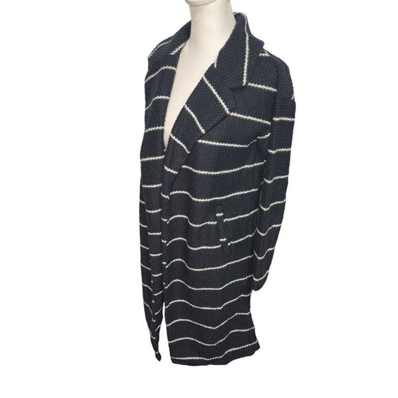 Marine Layer Open Front Cardigan Black White Stripe NWT XS - Picture 6 of 9